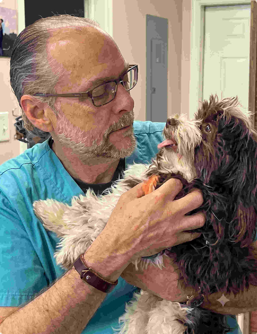 Dr Gary Stuer with a dog